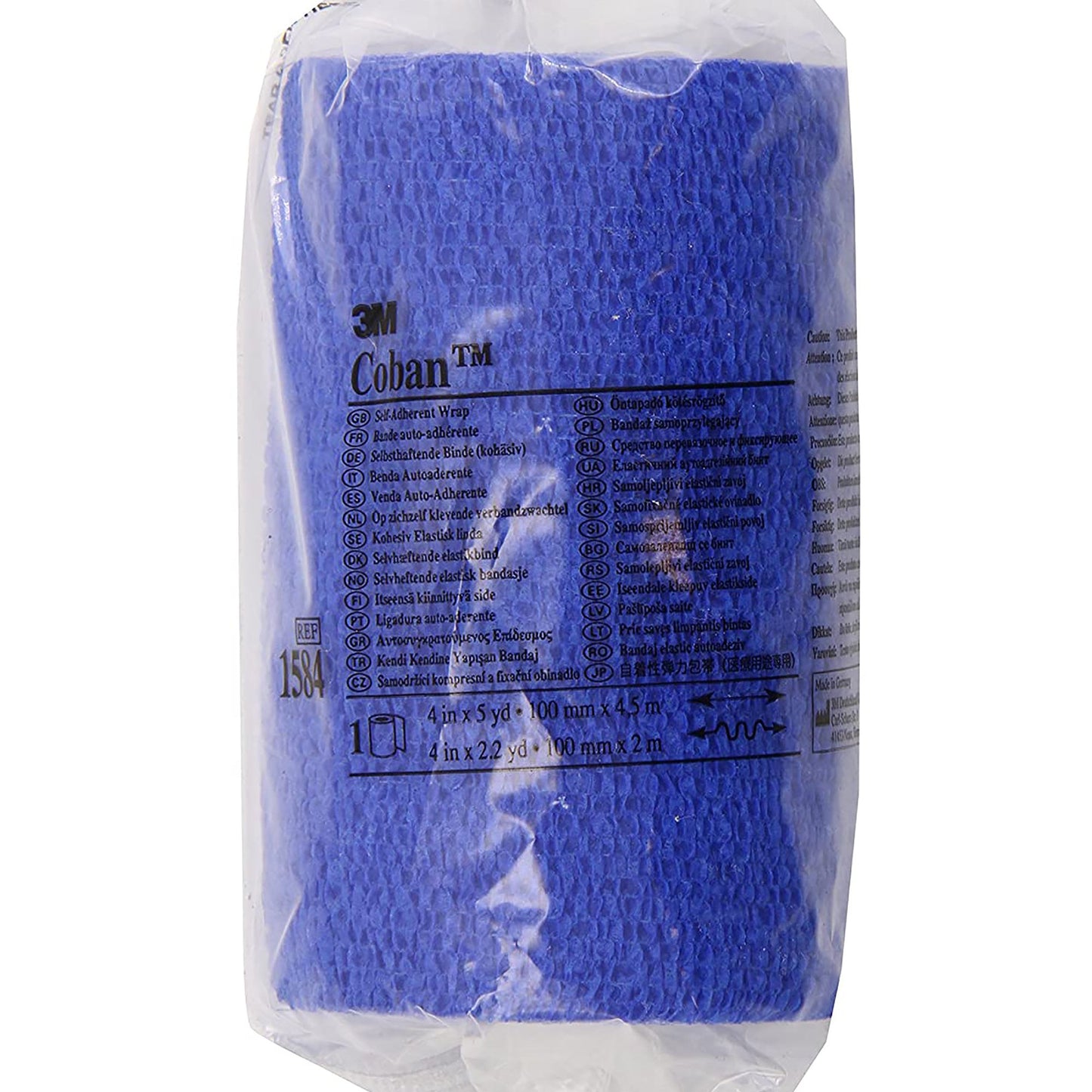 3M™ Coban™ Cohesive Bandage 4 Inch X 5 Yard Self-Adherent Closure Blue NonSterile Standard Compression (176494_BX)