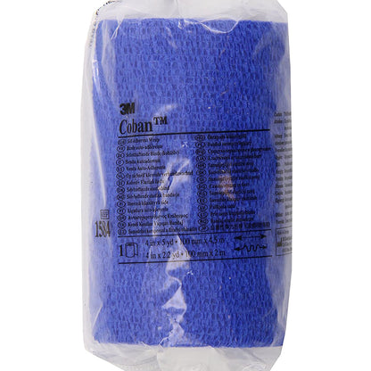 3M™ Coban™ Cohesive Bandage 4 Inch X 5 Yard Self-Adherent Closure Blue NonSterile Standard Compression (176494_EA)