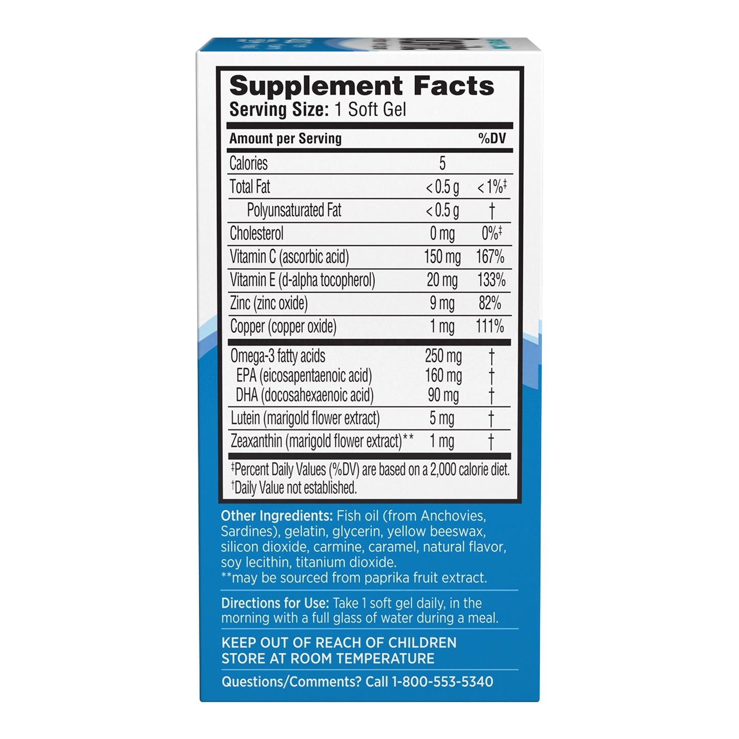 Ocuvite® Adult 50+ Multivitamin Supplement Ascorbic Acid / Vitamin E 30 IU - 150 mg Strength Softgel 50 per Bottle (902215_BT)