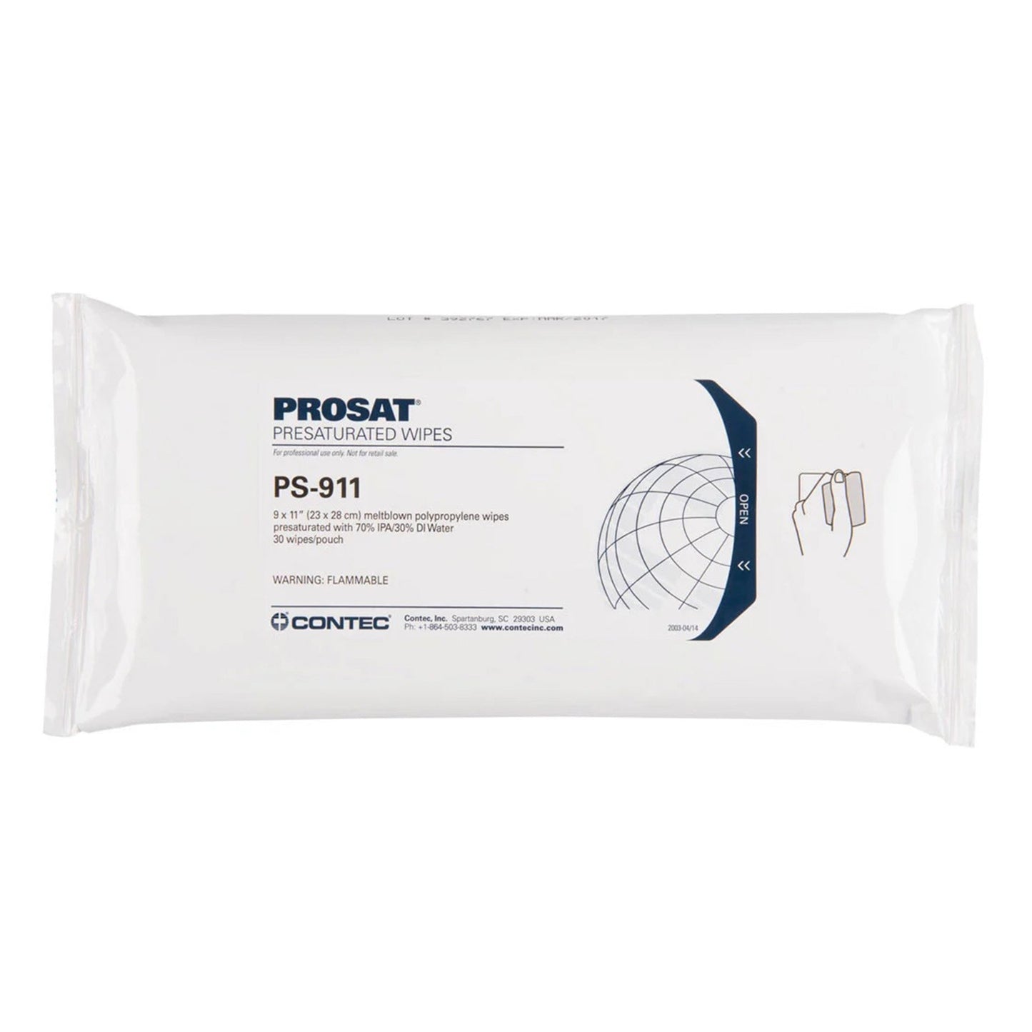 PROSAT® Premoistened Cleanroom Manual Pull Wipe 30 Count Pouch Alcohol Scent NonSterile (891081_CS)