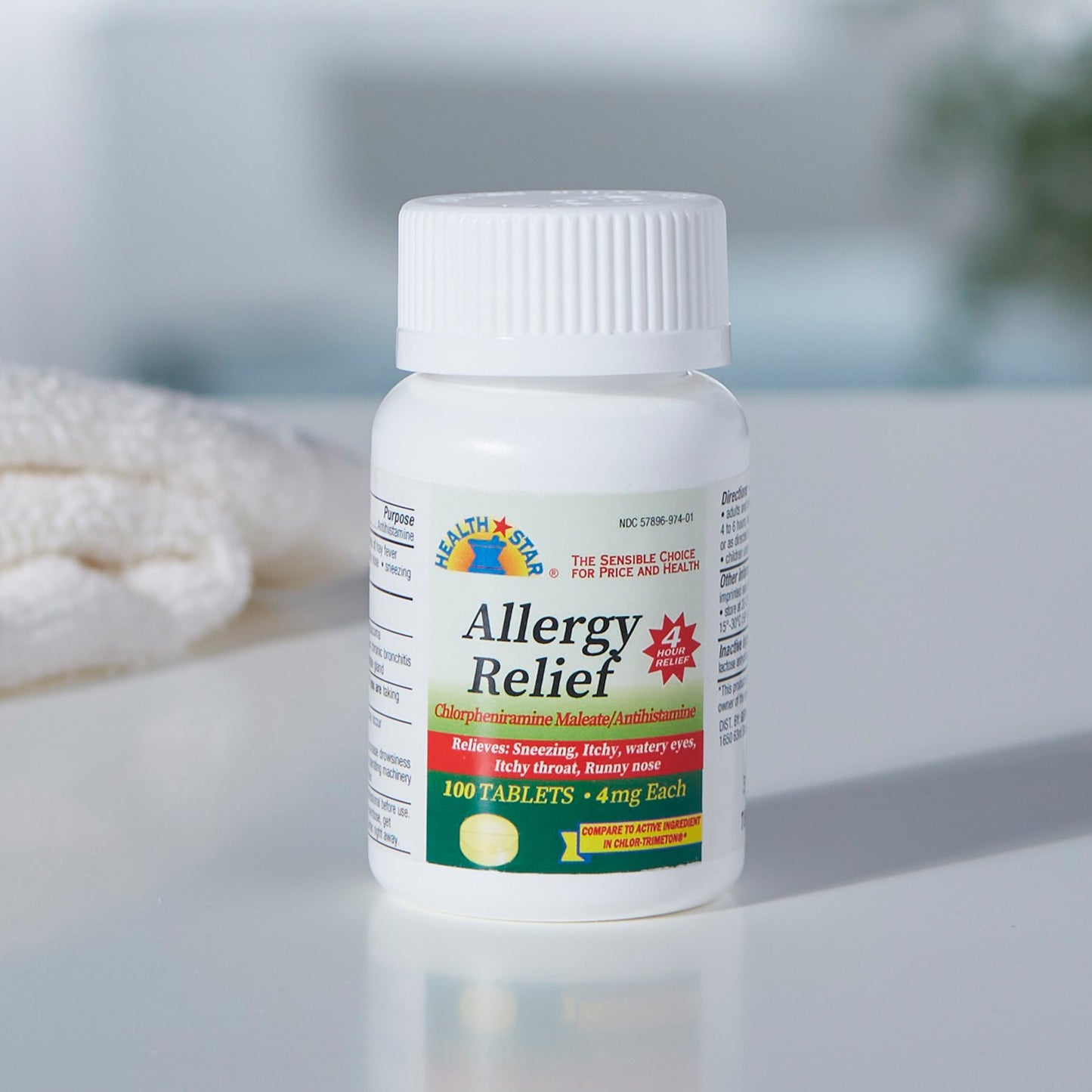 McKesson Brand Allergy Relief 4 mg Strength Tablet 100 per Bottle (880391_BT)
