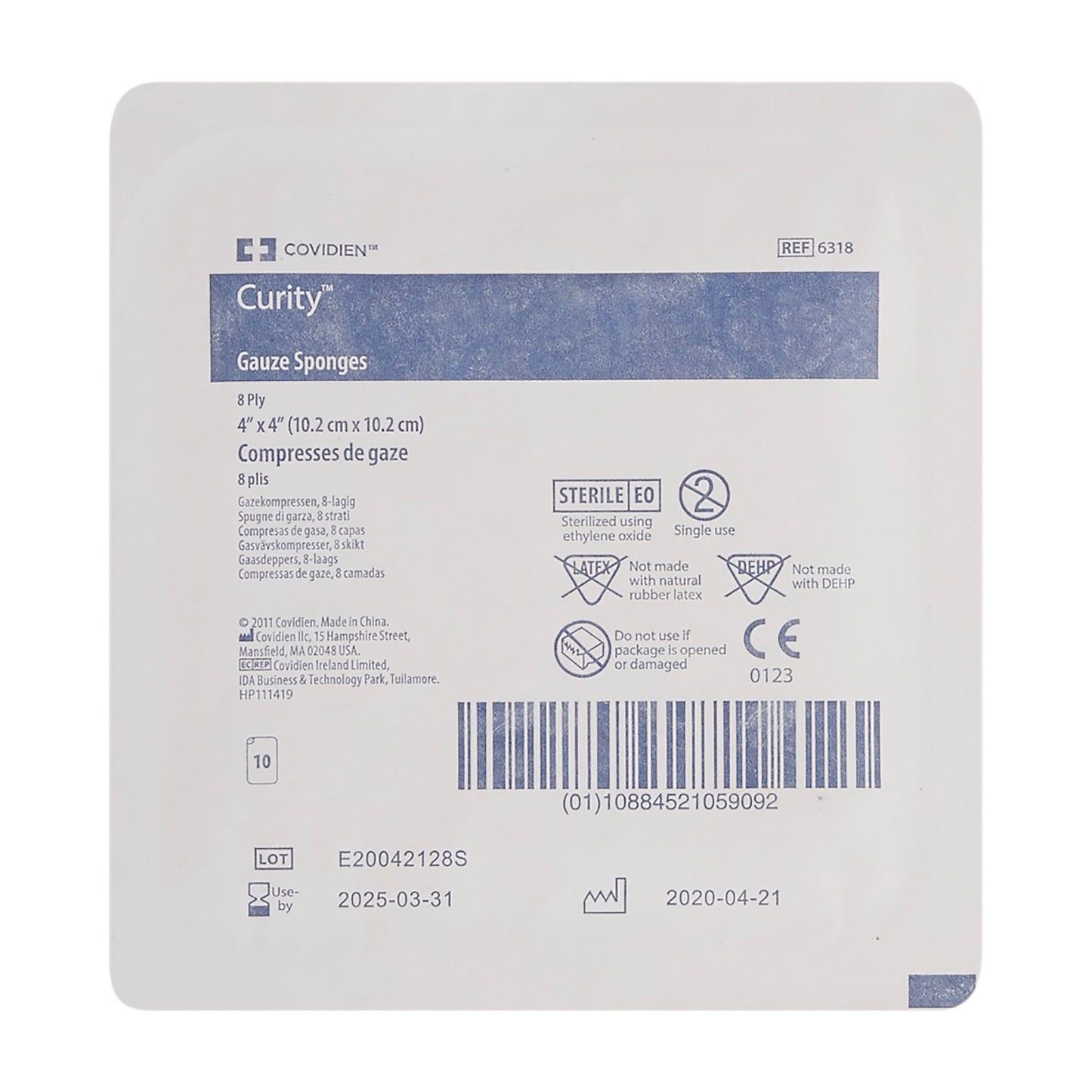 Curity™ Gauze Sponge 4 X 4 Inch 8-Ply Sterile 10 per Tray (224685_TR)