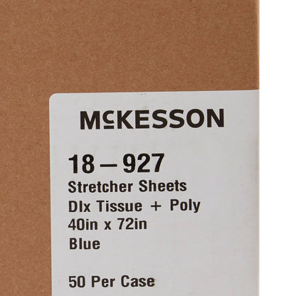 McKesson Stretcher Sheet Flat 40 W X 72 L Inch Blue 50% Cellulose Tissue / 50% Polyethylene Film Disposable (149173_CS)