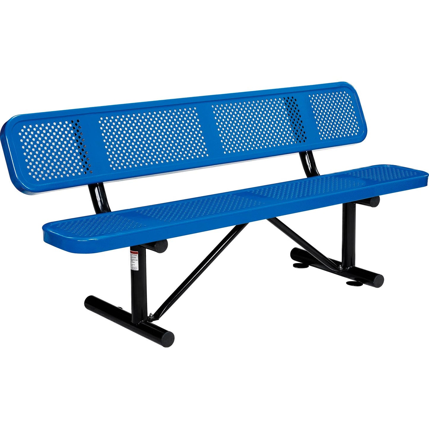 Global Industrial 6' Outdoor Steel Picnic Bench w/ Backrest, Perforated Metal, Blue (WB694557BL)