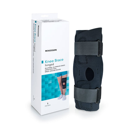 McKesson Knee Brace Medium Wraparound / Hook and Loop Strap Closure with D-Rings 18 to 20-1/2 Inch Circumference Left or Right Knee (1159101_EA)