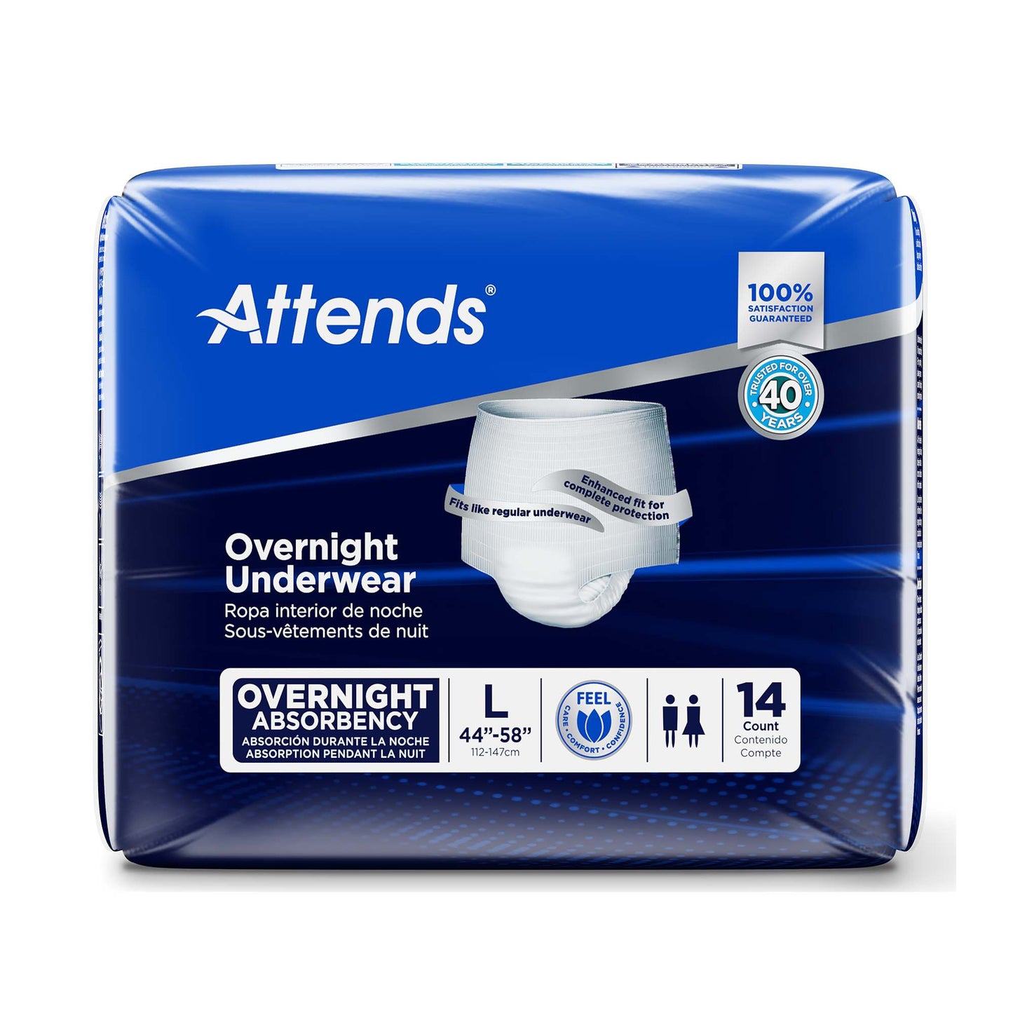 Attends® Overnight Unisex Adult Absorbent Underwear Pull On with Tear Away Seams Large Disposable Heavy Absorbency (830764_CS)