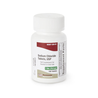 Westminster Pharmaceuticals Sodium Chloride Supplement 1 Gram Strength Tablet 100 per Bottle (1176225_BT)