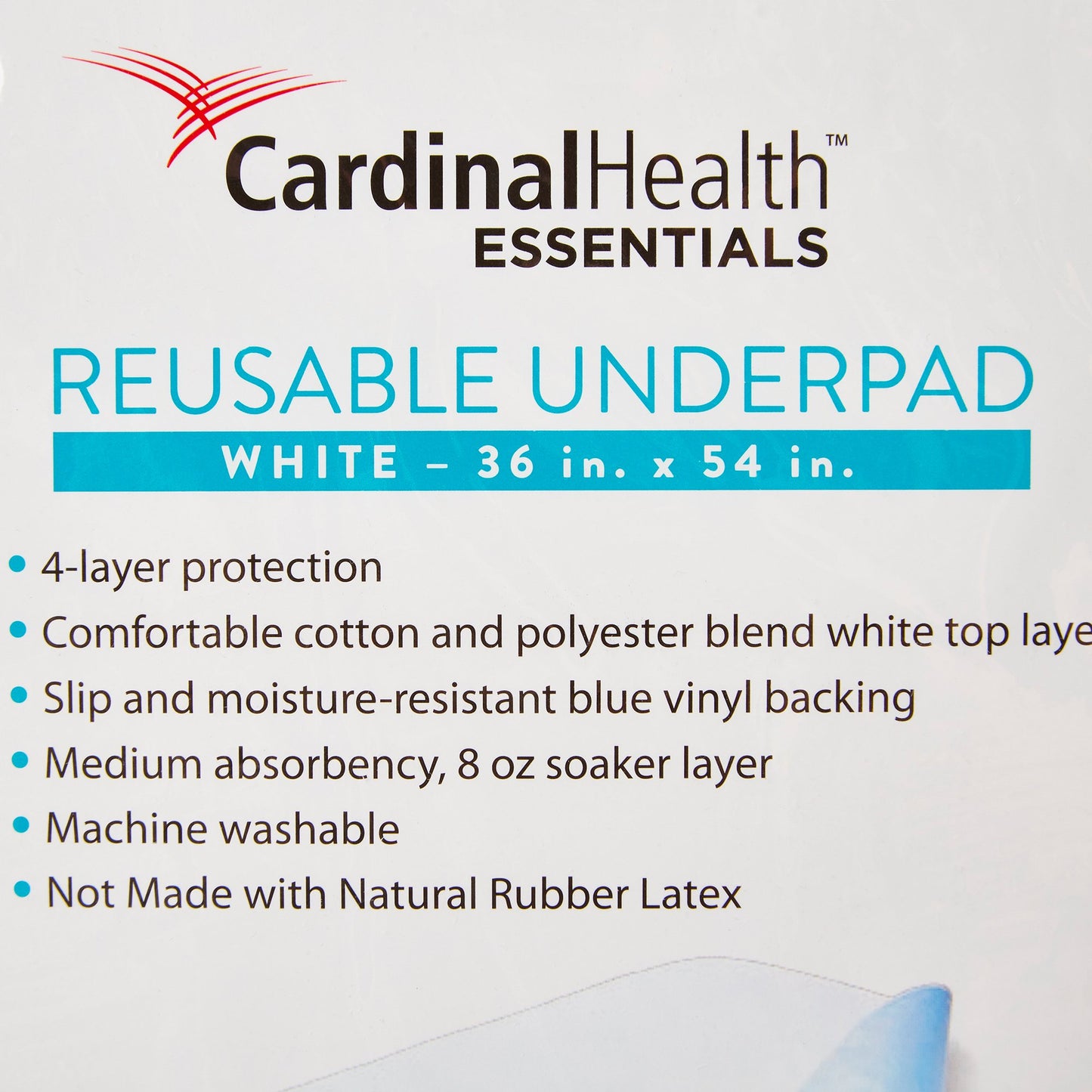 Cardinal Health™ Essentials Reusable Underpad 36 X 54 Inch Polyester / Rayon Moderate Absorbency (1120201_CS)