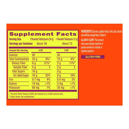 Metamucil® Fiber Supplement Orange Flavor Powder 30 oz. 3.4 Gram Strength Psyllium Husk (833611_EA)