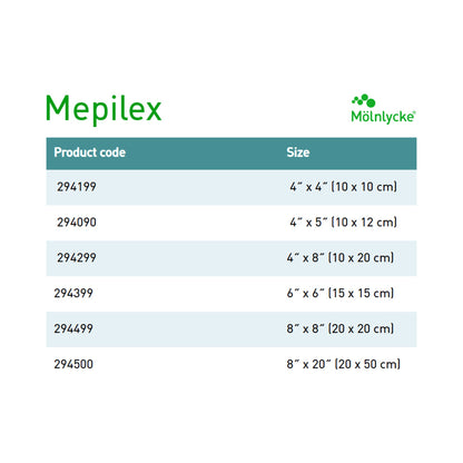 Mepilex® Foam Dressing 4 X 8 Inch Without Border Film Backing Silicone Adhesive Rectangle Sterile (712210_CS)