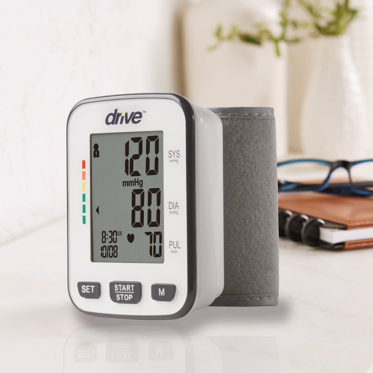 Drive™ Home Automatic Digital Blood Pressure Monitor Medium Cuff Cloth Fabric Cuff 13 - 22 cm Wrist (1047816_EA)