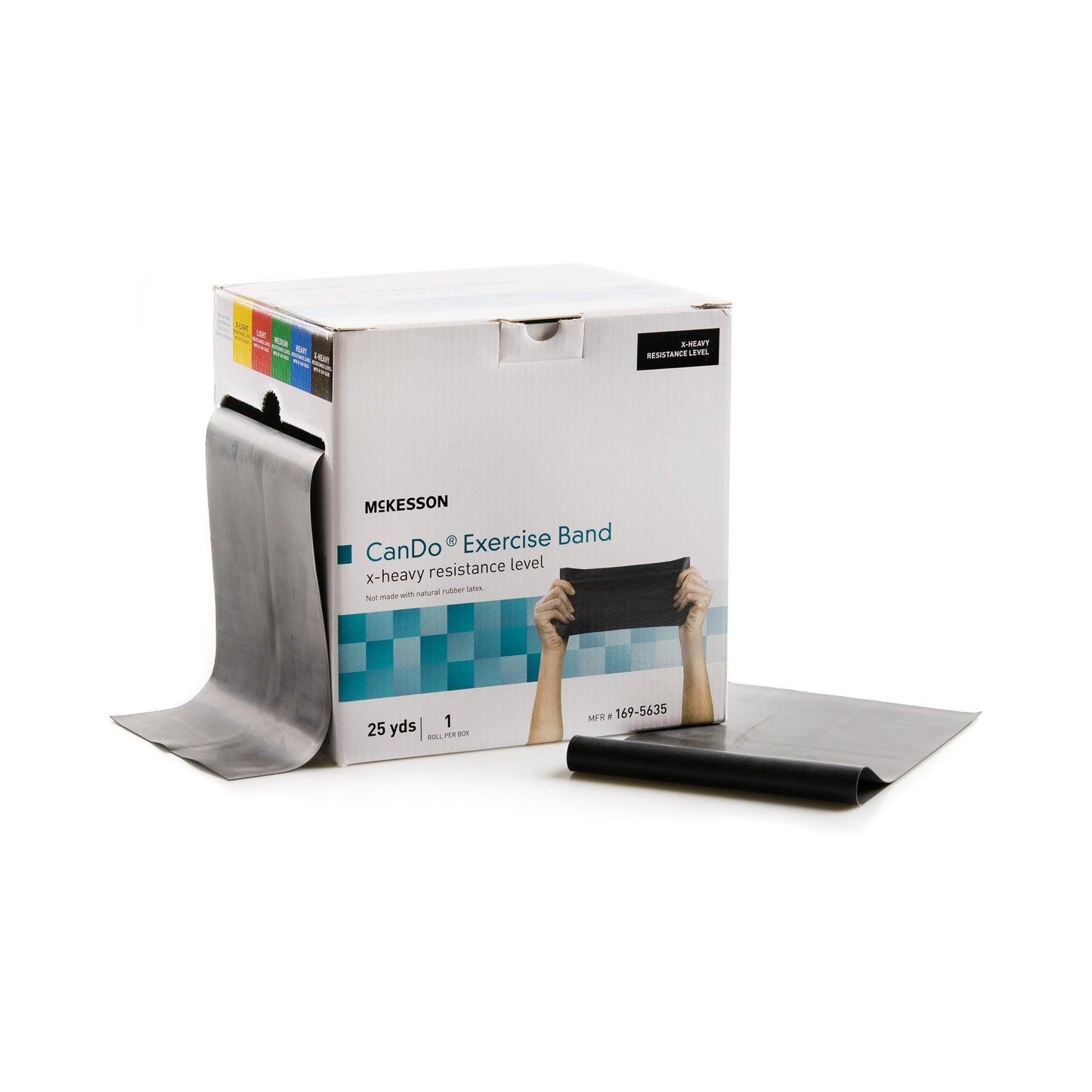 McKesson CanDo® Exercise Resistance Band Black 5 Inch X 25 Yard X-Heavy Resistance (1073314_EA)