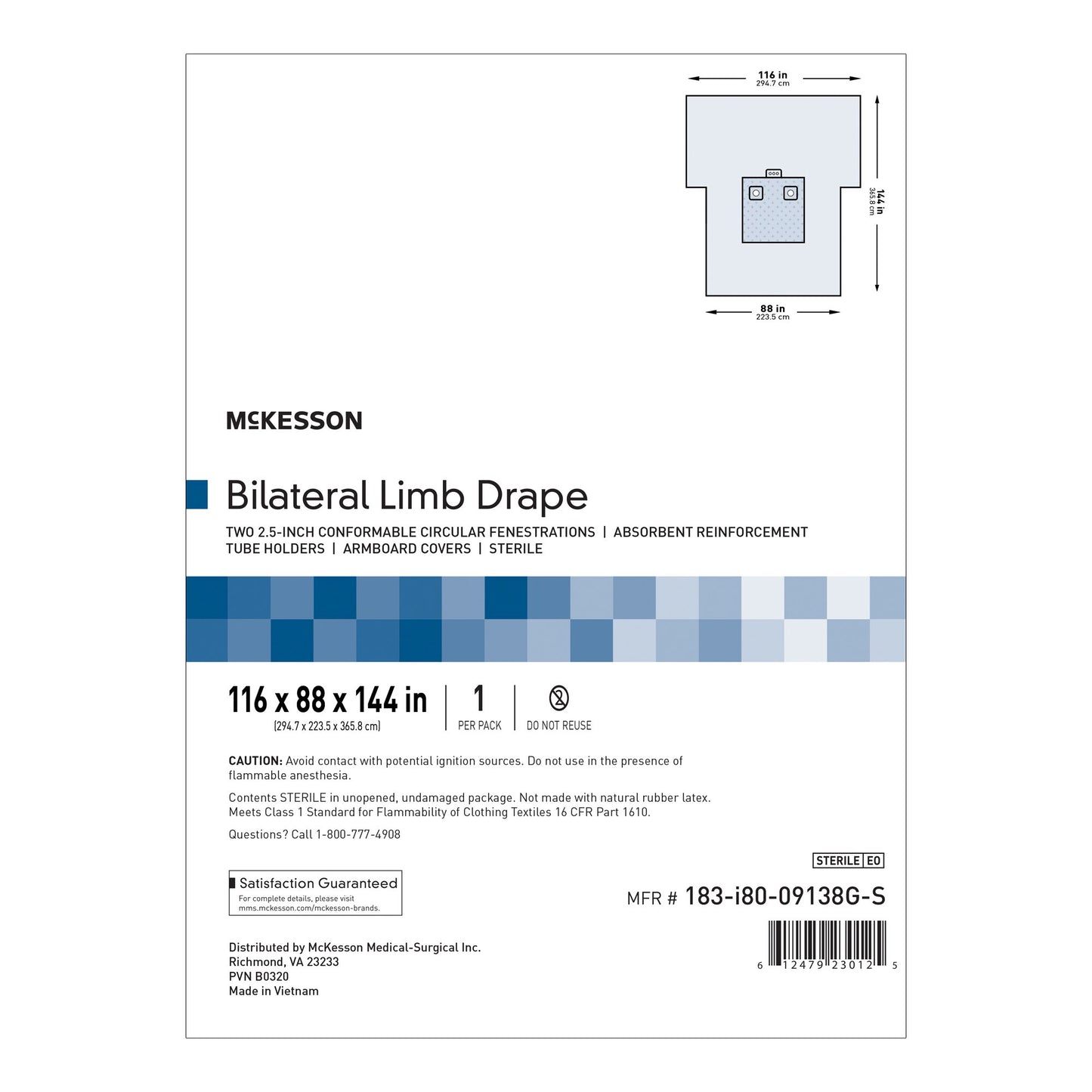McKesson Orthopedic Drape Bilateral Limb Drape 116 W X 88 W X 144 L Inch Sterile (1101299_PK)