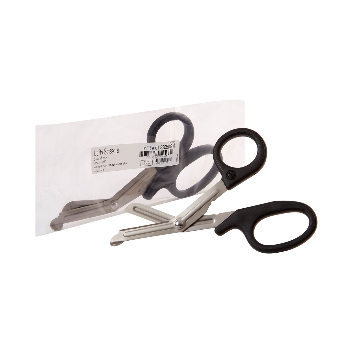 McKesson Utility Scissors 7-1/4 Inch Length Office Grade Stainless Steel / Plastic NonSterile Finger Ring Handle Angled Blunt Tip / Blunt Tip (472589_BX)