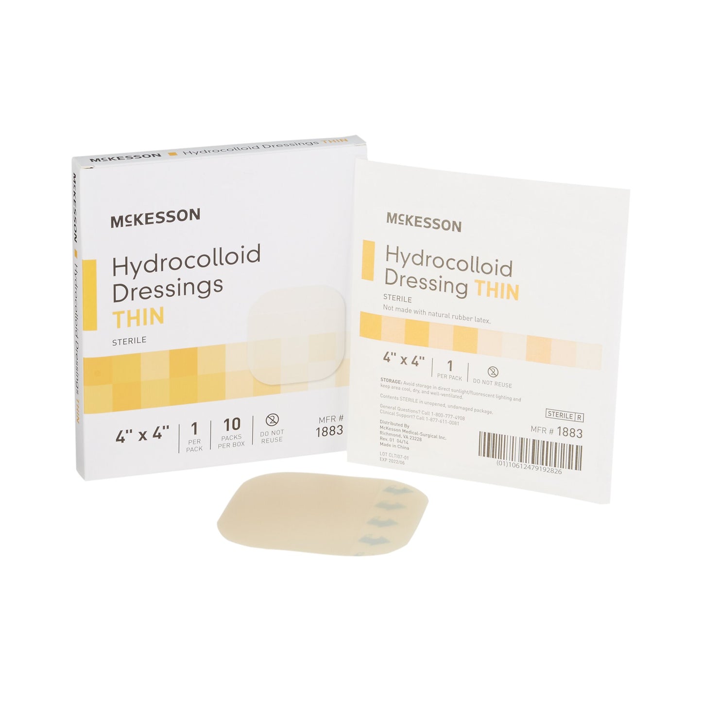 McKesson Thin Hydrocolloid Dressing Film Backing 4 X 4 Inch Square Hydrocolloid / Film (882982_CS)
