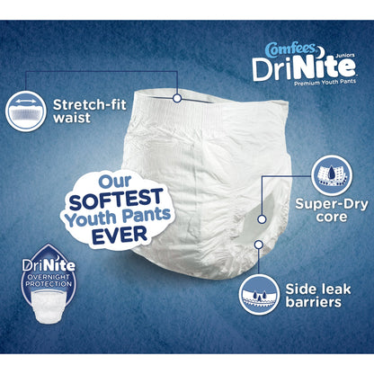 Comfees® DriNite® Juniors Unisex Youth Absorbent Underwear Pull On with Tear Away Seams Large / X-Large Disposable Heavy Absorbency (1211840_CS)