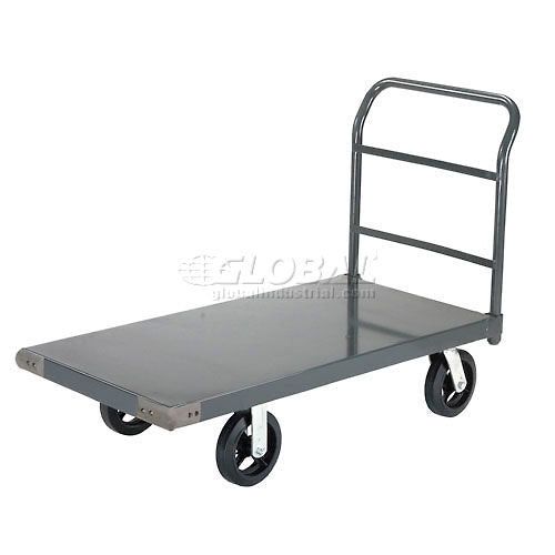 Global Industrial Steel Deck Platform Truck 36 x 24 2400 Lb. Capacity 8" Rubber Casters (WB952130)