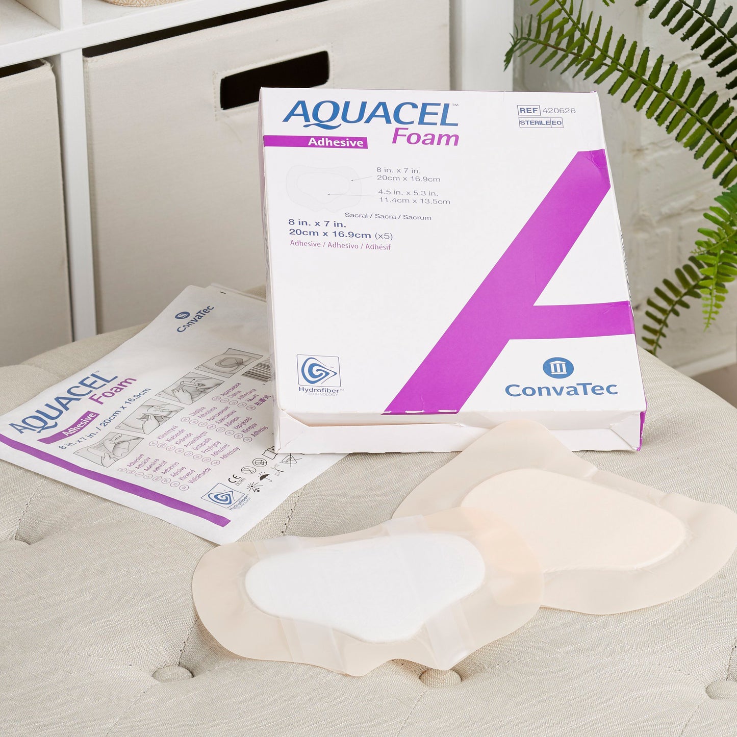 Aquacel® Foam Dressing 7 X 8 Inch With Border Waterproof Film Backing Silicone Adhesive Sacral Sterile (802599_BX)