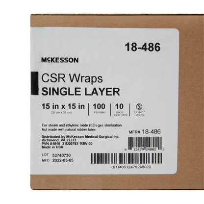 McKesson Sterilization Wrap Blue 15 X 15 Inch Single Layer Cellulose Steam / EO Gas (1156117_CS)