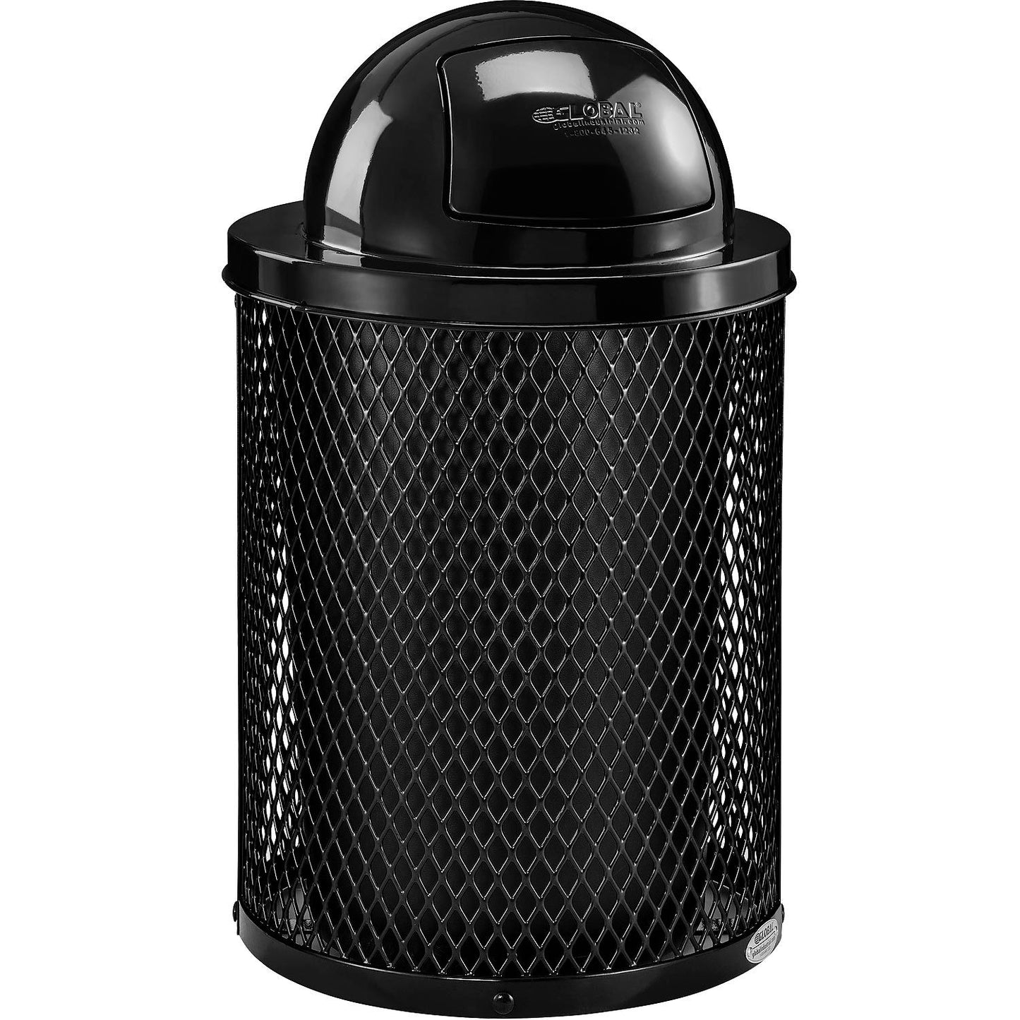 Global Industrial Outdoor Steel Diamond Trash Can With Dome Lid, 36 Gallon, Black (WB261948BK)
