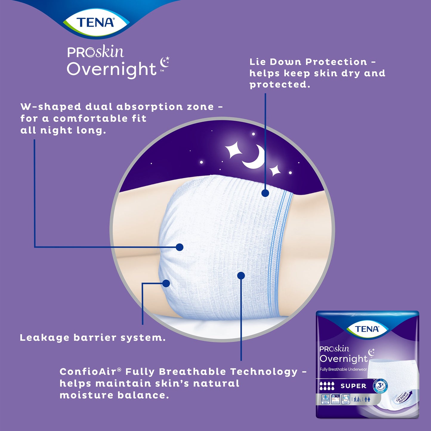 TENA ProSkin Overnight™ Super Unisex Adult Absorbent Underwear Pull On with Tear Away Seams Large Disposable Heavy Absorbency (1053409_BG)