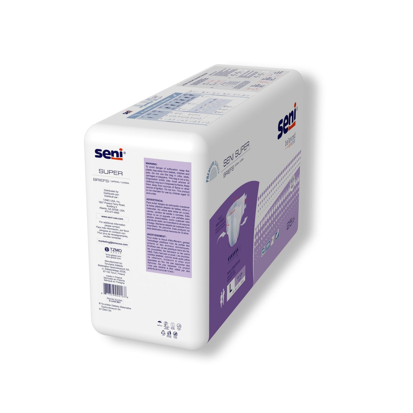 Seni® Super Unisex Adult Incontinence Brief Large Disposable Heavy Absorbency (1163862_CS)