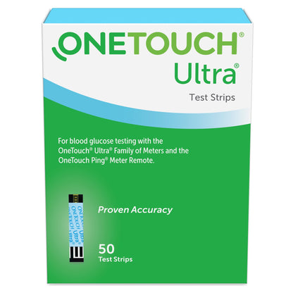 OneTouch® Ultra® Blue Blood Glucose Test Strips 50 Strips per Pack (850708_BX)