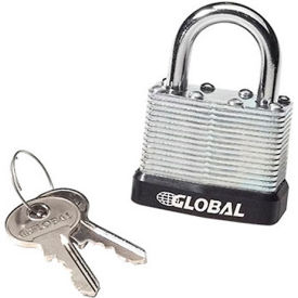 Global Industrial General Security Laminated Steel Padlock, Bumper & 2 Keys, Keyed Differently (WB443231)