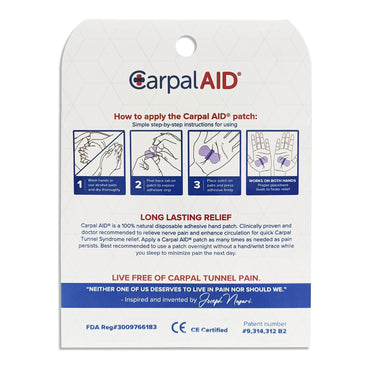 Carpal AID® Patch Hand-Based Carpal Tunnel Support Plastic Left or Right Hand Clear One Size Fits Most (1254009_PK)