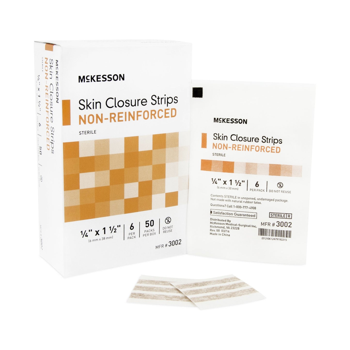 McKesson Skin Closure Strip 1/4 X 1-1/2 Inch Nonwoven Material Flexible Strip Tan (876301_BX)