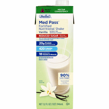Med Pass® Reduced Sugar Oral Supplement Vanilla Flavor Liquid 32 oz. Carton (1016362_EA)