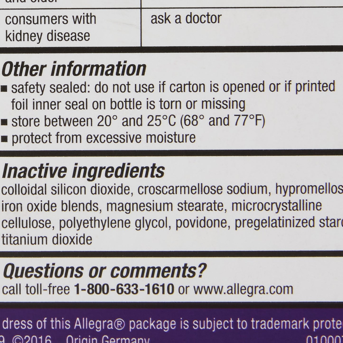 Allegra® Allergy Relief 180 mg Strength Tablet 45 per Box (803857_BT)