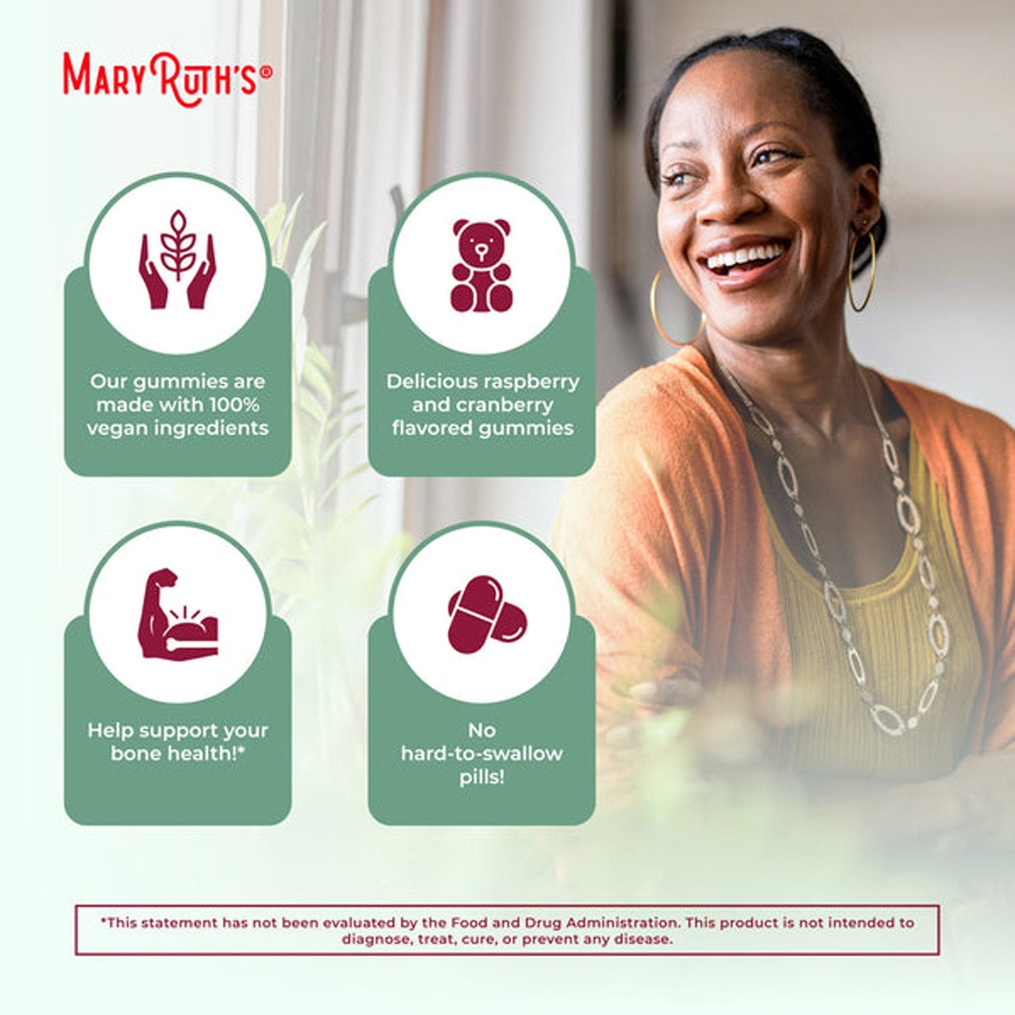 Mary Ruth's® Organic Women's Multivitamin Supplement Vitamin A / C / D / E 450 mcg - 20 mg - 6 mcg - 7 mg Strength Gummie 60 Per Bottle Strawberry Flavor (1271765_EA)