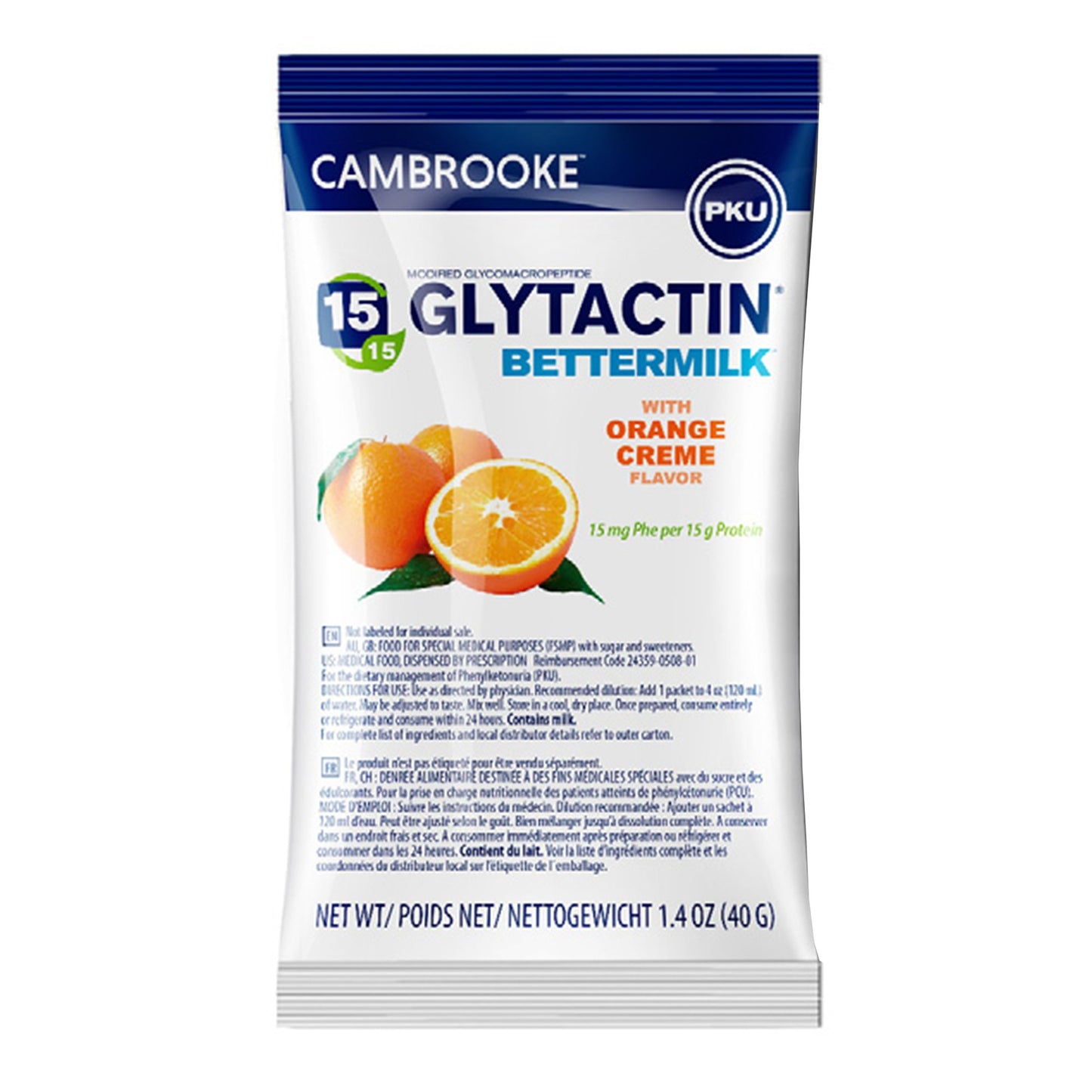Glytactin® BetterMilk Oral Supplement Orange Crème Flavor Powder 1.4 oz. Individual Packet (1210112_EA)