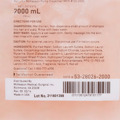 McKesson Shampoo and Body Wash 2,000 mL Dispenser Refill Bag Apricot Scent (468270_CS)