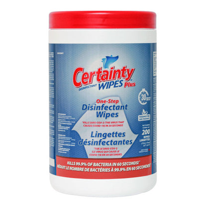 Certainty® Plus Disinfectant Wipes Canister, 6.7” x 7”, 200 Wipes/Canister, 6 Canisters/Case (HOS96200)