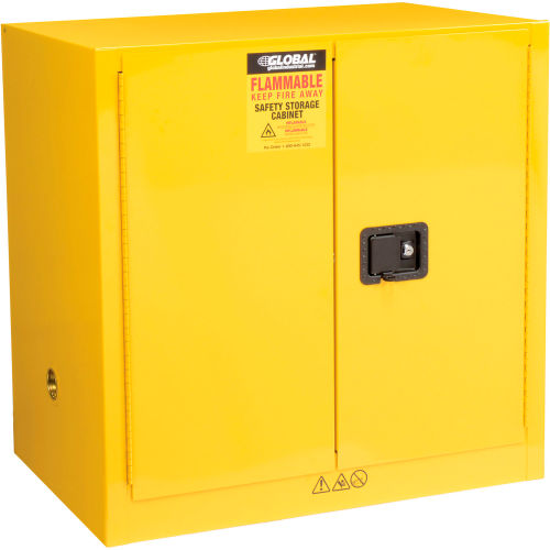 Global Industrial Flammable Cabinet, Manual Close Double Door, 24 Gallon, 43"Wx12"Dx44"H (WB962358)