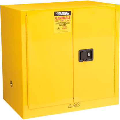 Global Industrial Flammable Cabinet, Manual Close Double Door, 24 Gallon, 43"Wx12"Dx44"H (WB962358)
