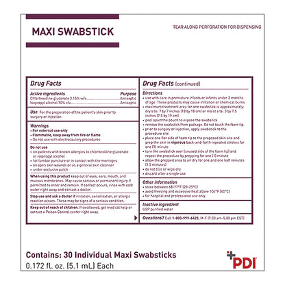 Prevantics® Maxi Impregnated Swabstick 3.15% / 70% Strength CHG (Chlorhexidine Gluconate) / Isopropyl Alcohol Individual Packet NonSterile (545438_EA)