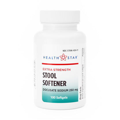 HEALTHSTAR® Stool Softener Softgel 100 per Bottle 250 mg Strength Docusate Sodium (579182_CS)