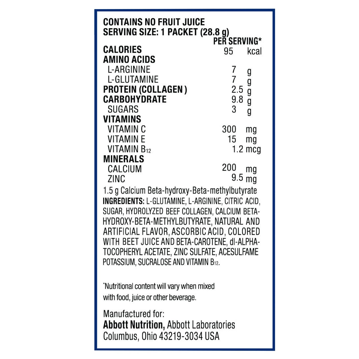 Juven® Oral Supplement Fruit Punch Flavor Powder 1.01 oz. Individual Packet (1082120_EA)