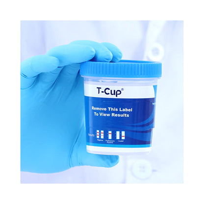 T-Cup® Drugs of Abuse Test Kit AMP, BAR, BUP, BZO, COC, mAMP/MET, MDMA, MOP, MTD, OXY, PCP, THC (CR, pH, SG) 25 Tests CLIA Waived (1185019_BX)