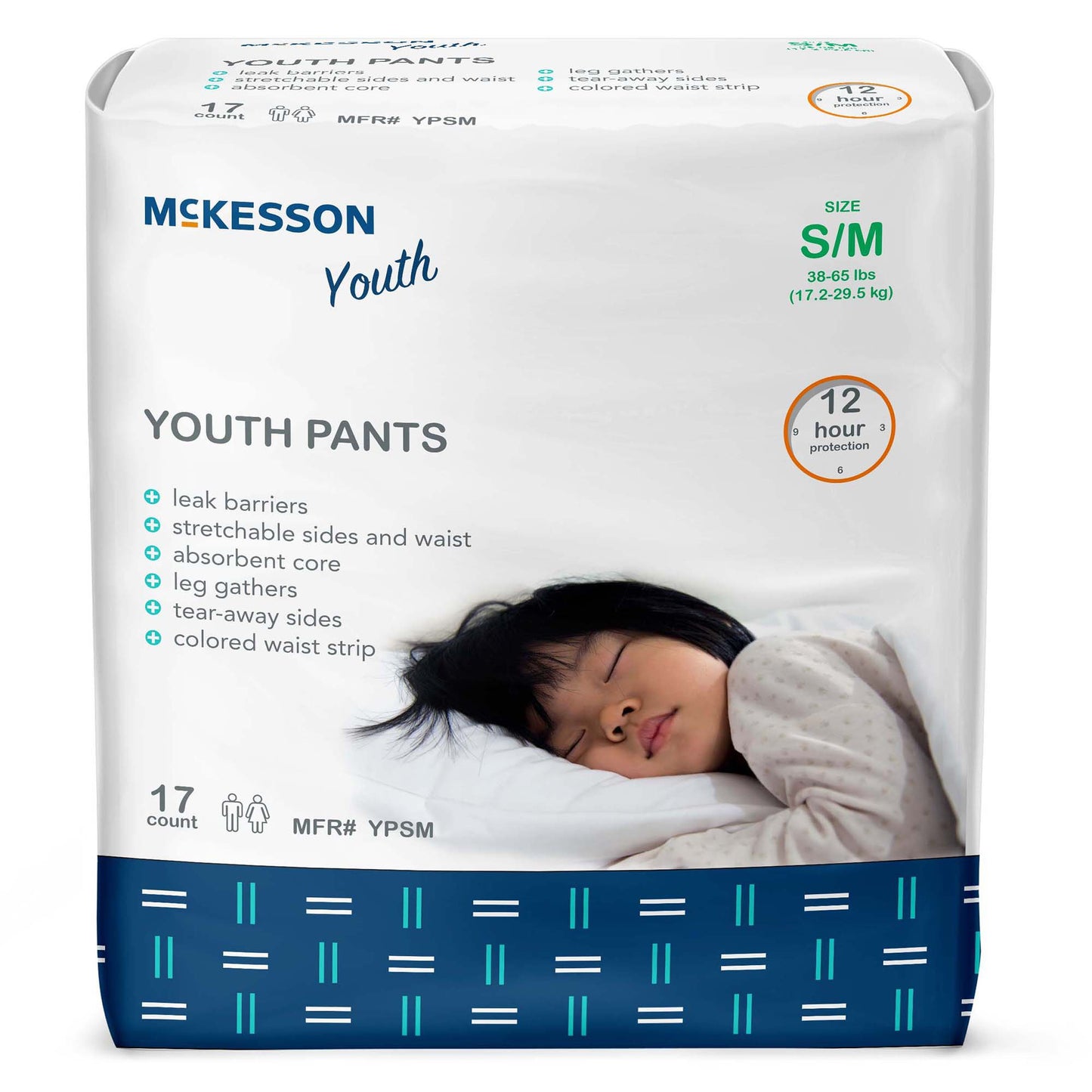 McKesson Unisex Youth Absorbent Underwear Pull On with Tear Away Seams Small / Medium Disposable Heavy Absorbency (1198054_BG)