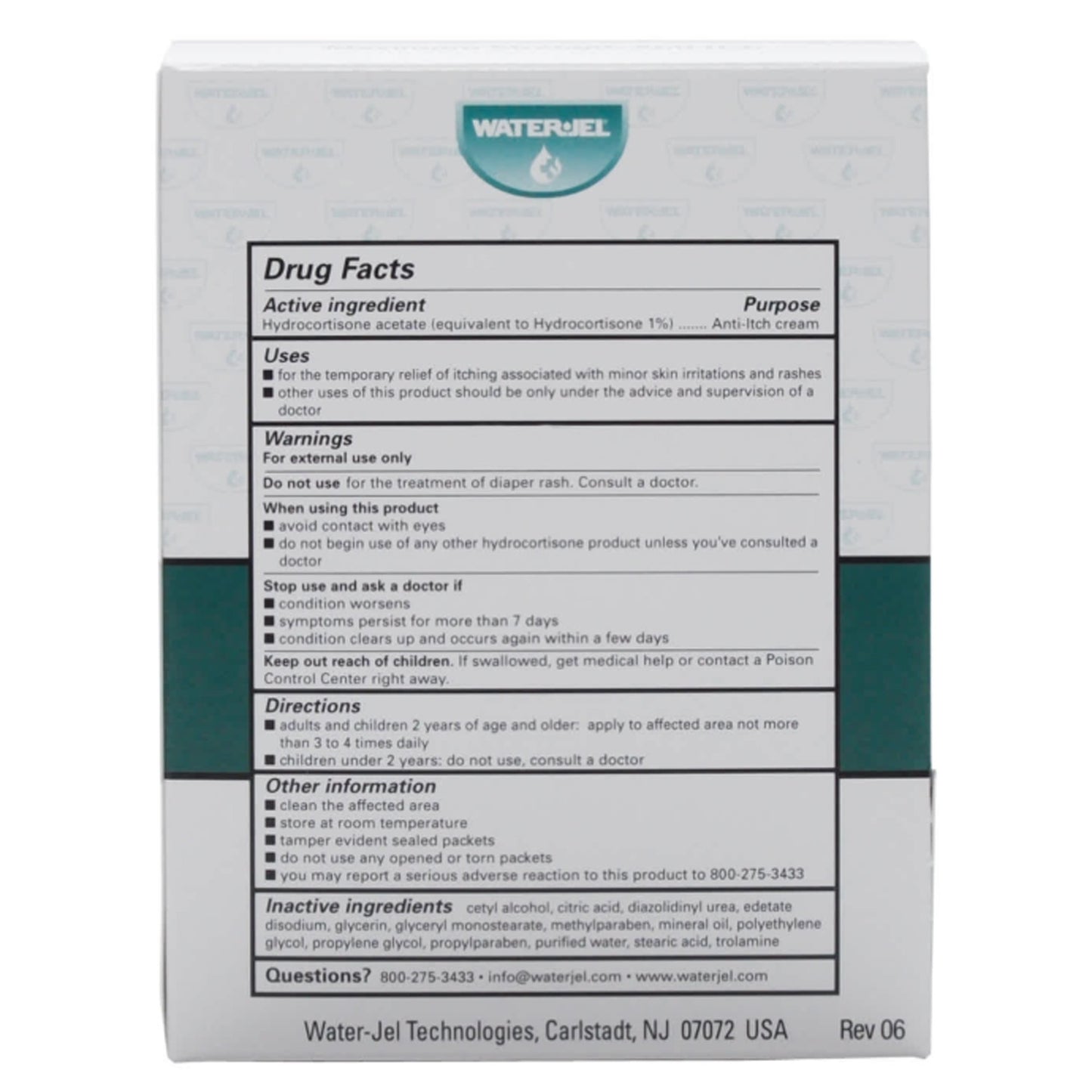 Water-Jel® Itch Relief 1% Strength Cream 0.9 Gram Individual Packet (796007_BX)