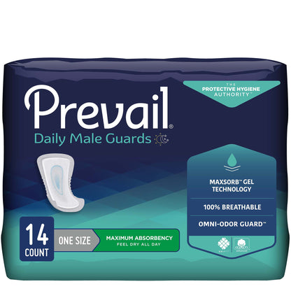 Prevail® Daily Male Guards Bladder Control Pad 12-1/2 Inch Length Heavy Absorbency Polymer Core One Size Fits Most (537655_PK)