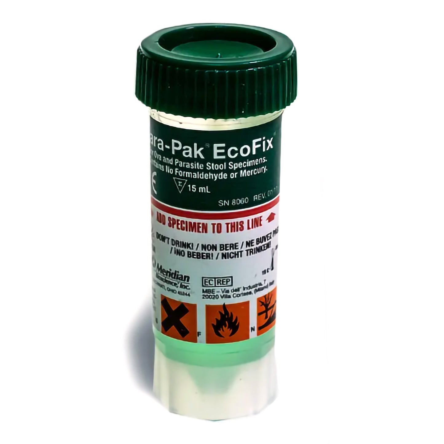 EcoFix® Stool Specimen Container 15 mL Fill (0.5 oz.) Screw Cap with Sampling Device NonSterile (929927_EA)