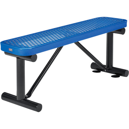 Global Industrial 4' Outdoor Steel Flat Bench, Expanded Metal, Blue (WB695741BL)