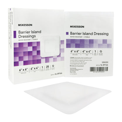 McKesson Barrier Island Composite Dressing 6 X 6 Inch Square Sterile Water Resistant Film Backing (488921_BX)