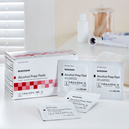 McKesson Alcohol Prep Pad 70% Strength Isopropyl Alcohol Individual Packet Large Sterile (225940_BX)