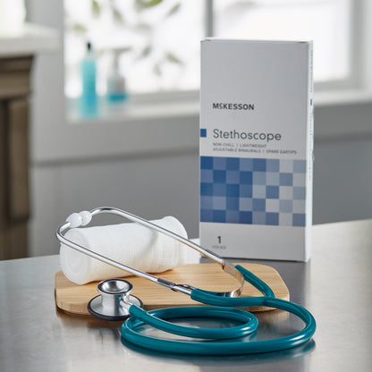 McKesson General Exam Stethoscope Teal Blue 1-Tube 22 Inch Tube Double Sided Chestpiece (363750_EA)